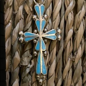 🦋- Zuni turquoise Cross pendant.